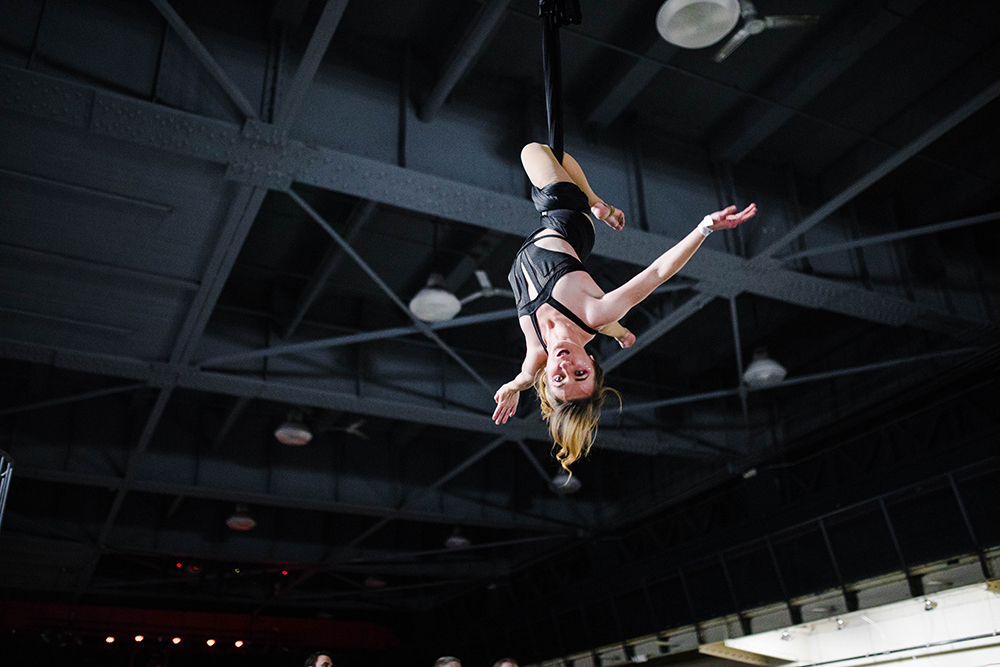Aerialist Brittany Webb performs aerial hammock at the show.